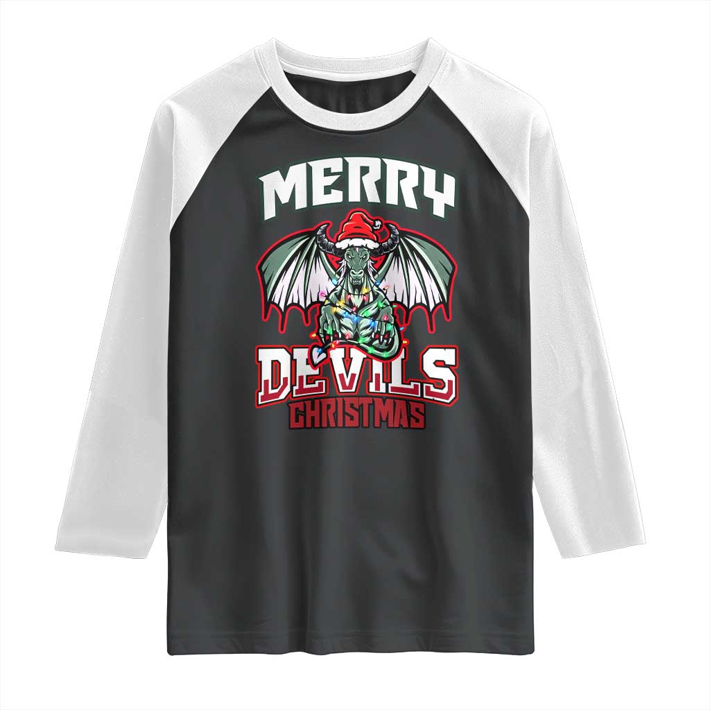 Jersey Devil Raglan Shirt Merry Devils Christmas Cryptid Gift TS12 Black White Print Your Wear