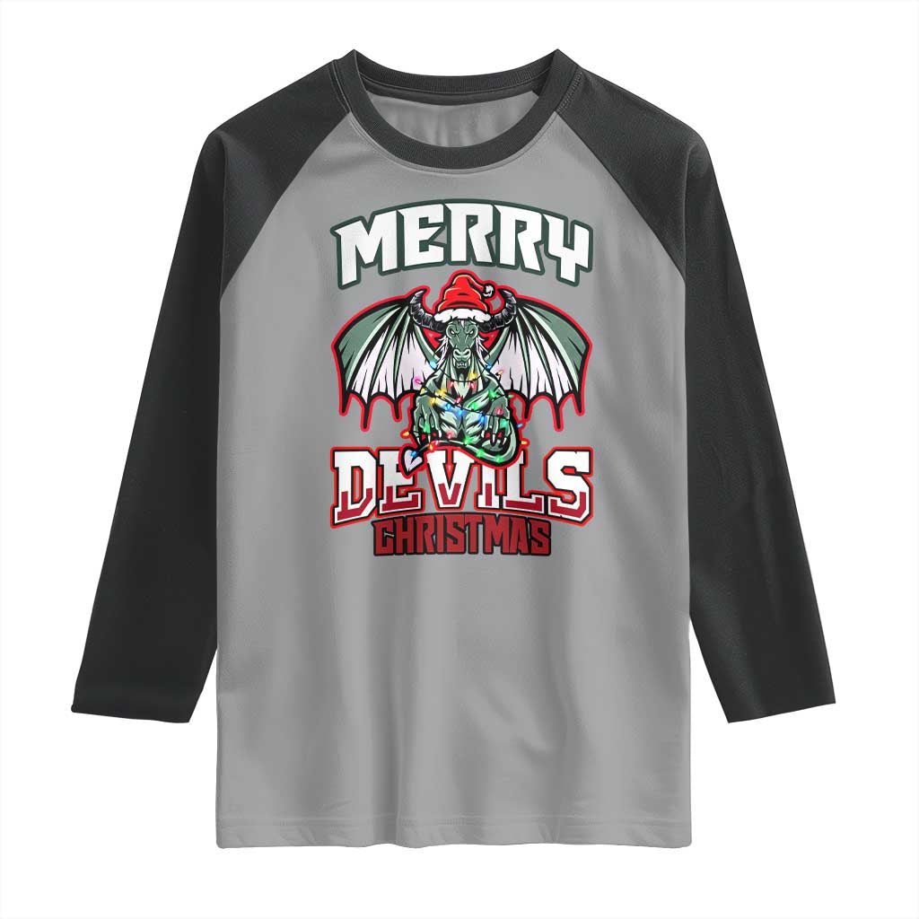 Jersey Devil Raglan Shirt Merry Devils Christmas Cryptid Gift TS12 Sport Gray Black Print Your Wear