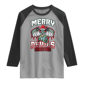 Jersey Devil Raglan Shirt Merry Devils Christmas Cryptid Gift TS12 Sport Gray Black Print Your Wear
