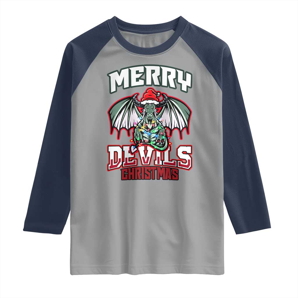 Jersey Devil Raglan Shirt Merry Devils Christmas Cryptid Gift TS12 Sport Gray Navy Print Your Wear