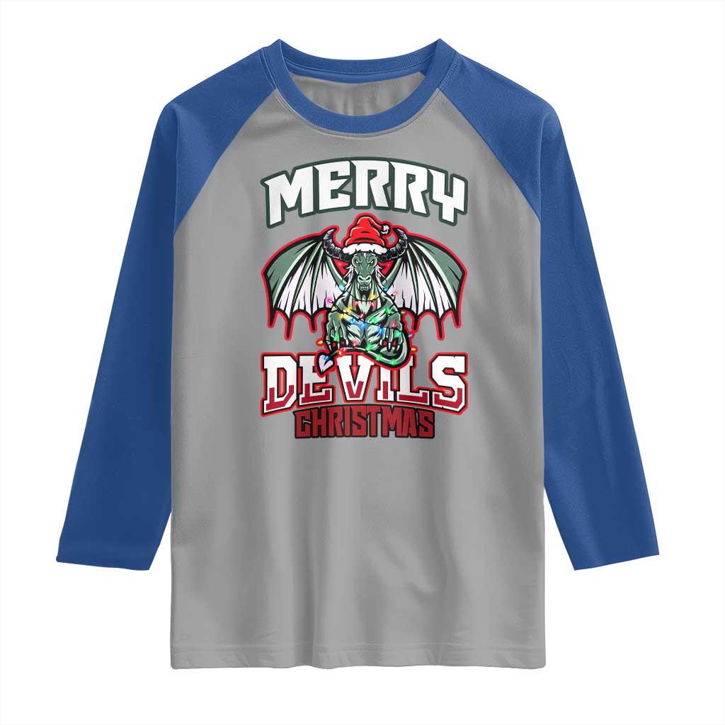 Jersey Devil Raglan Shirt Merry Devils Christmas Cryptid Gift TS12 Sport Gray Royal Print Your Wear
