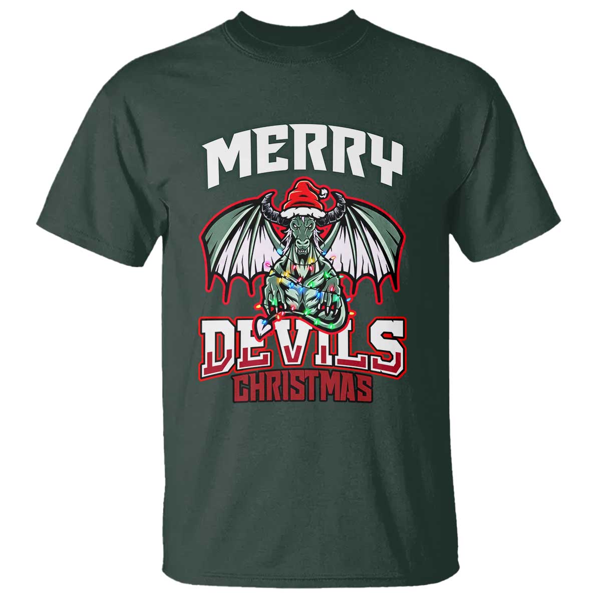 Jersey Devil T Shirt Merry Devils Christmas Cryptid Gift TS12 Dark Forest Green Print Your Wear