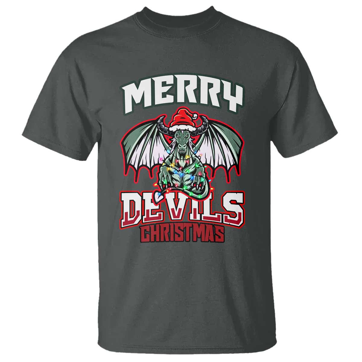 Jersey Devil T Shirt Merry Devils Christmas Cryptid Gift TS12 Dark Heather Print Your Wear