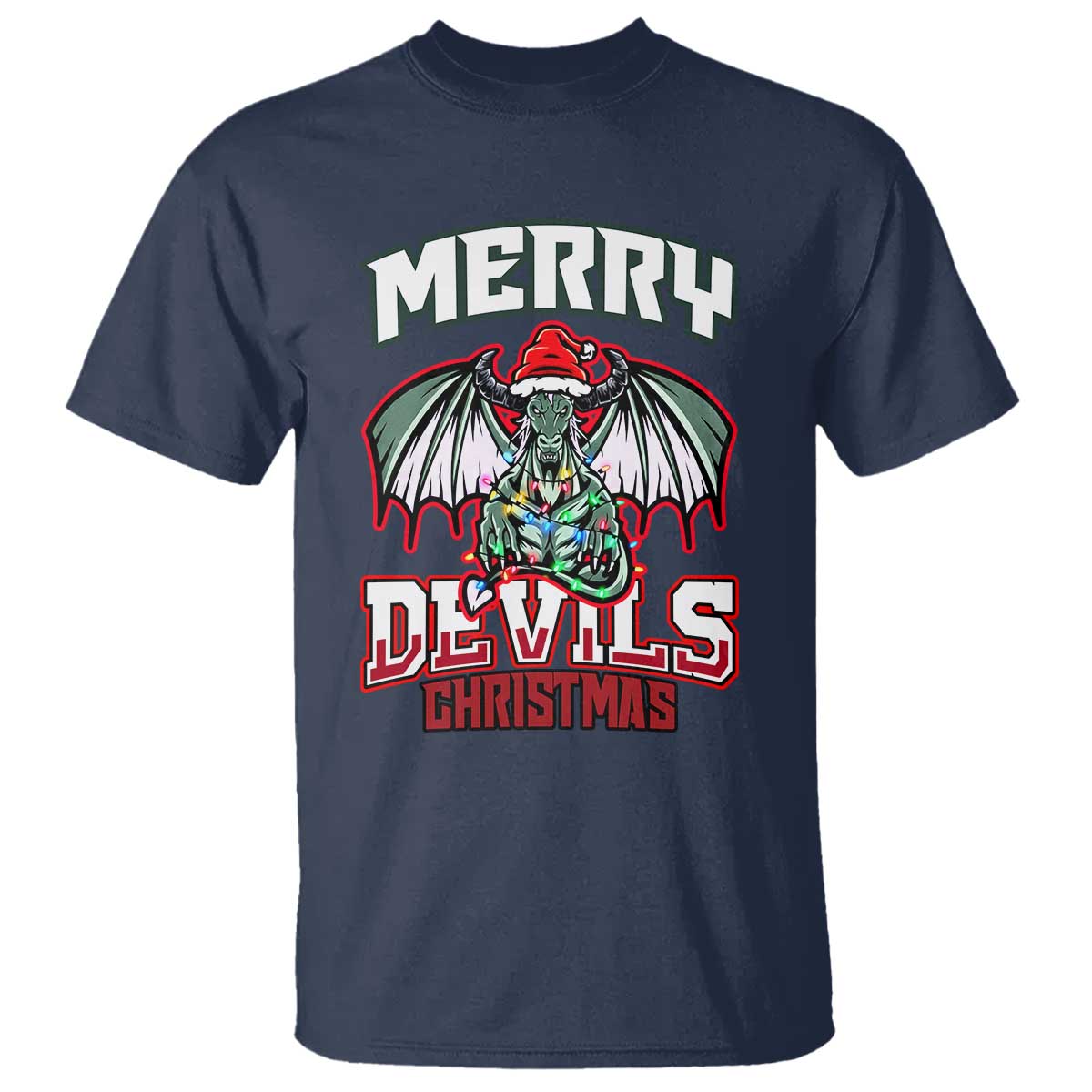 Jersey Devil T Shirt Merry Devils Christmas Cryptid Gift TS12 Navy Print Your Wear