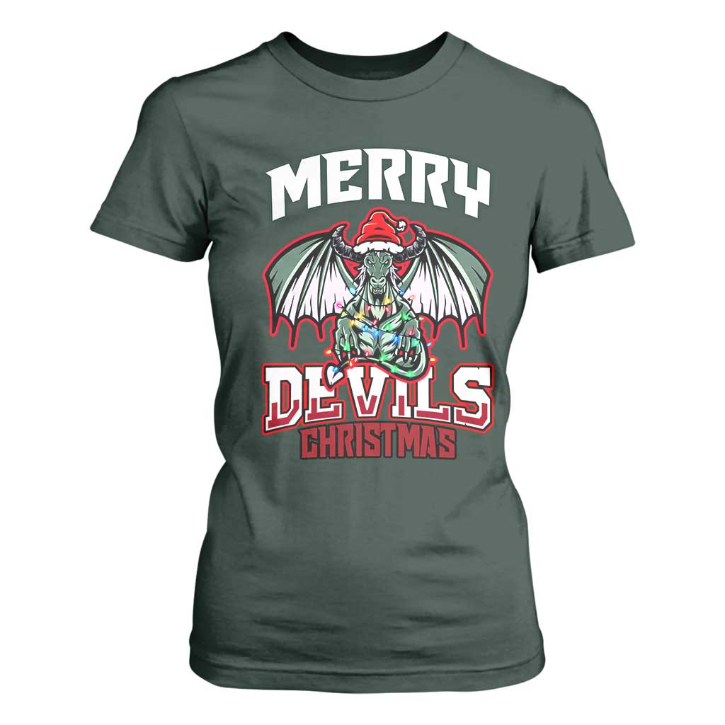 Jersey Devil T Shirt For Women Merry Devils Christmas Cryptid Gift TS12 Dark Forest Green Print Your Wear
