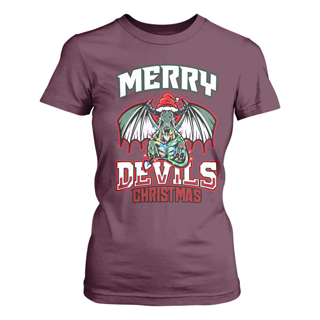 Jersey Devil T Shirt For Women Merry Devils Christmas Cryptid Gift TS12 Maroon Print Your Wear