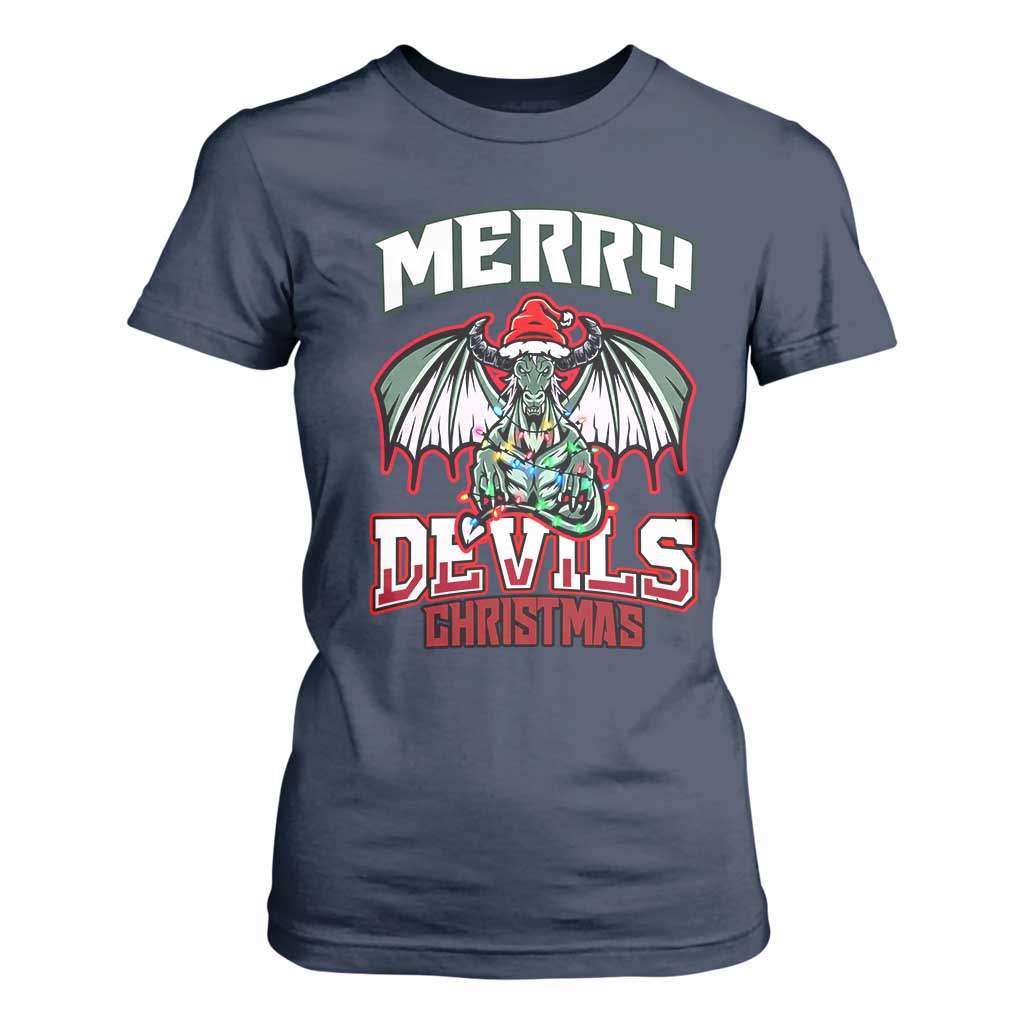 Jersey Devil T Shirt For Women Merry Devils Christmas Cryptid Gift TS12 Navy Print Your Wear