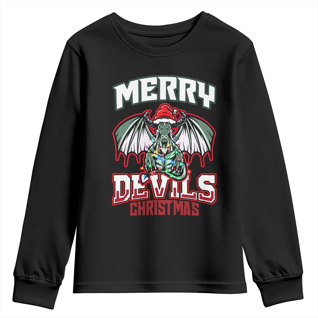 Jersey Devil Youth Sweatshirt Merry Devils Christmas Cryptid Gift TS12 Black Print Your Wear