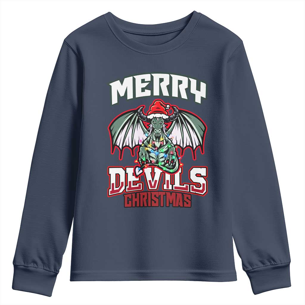 Jersey Devil Youth Sweatshirt Merry Devils Christmas Cryptid Gift TS12 Navy Print Your Wear