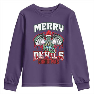Jersey Devil Youth Sweatshirt Merry Devils Christmas Cryptid Gift TS12 Purple Print Your Wear