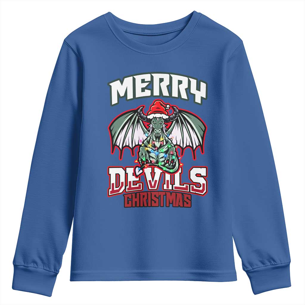 Jersey Devil Youth Sweatshirt Merry Devils Christmas Cryptid Gift TS12 Royal Blue Print Your Wear