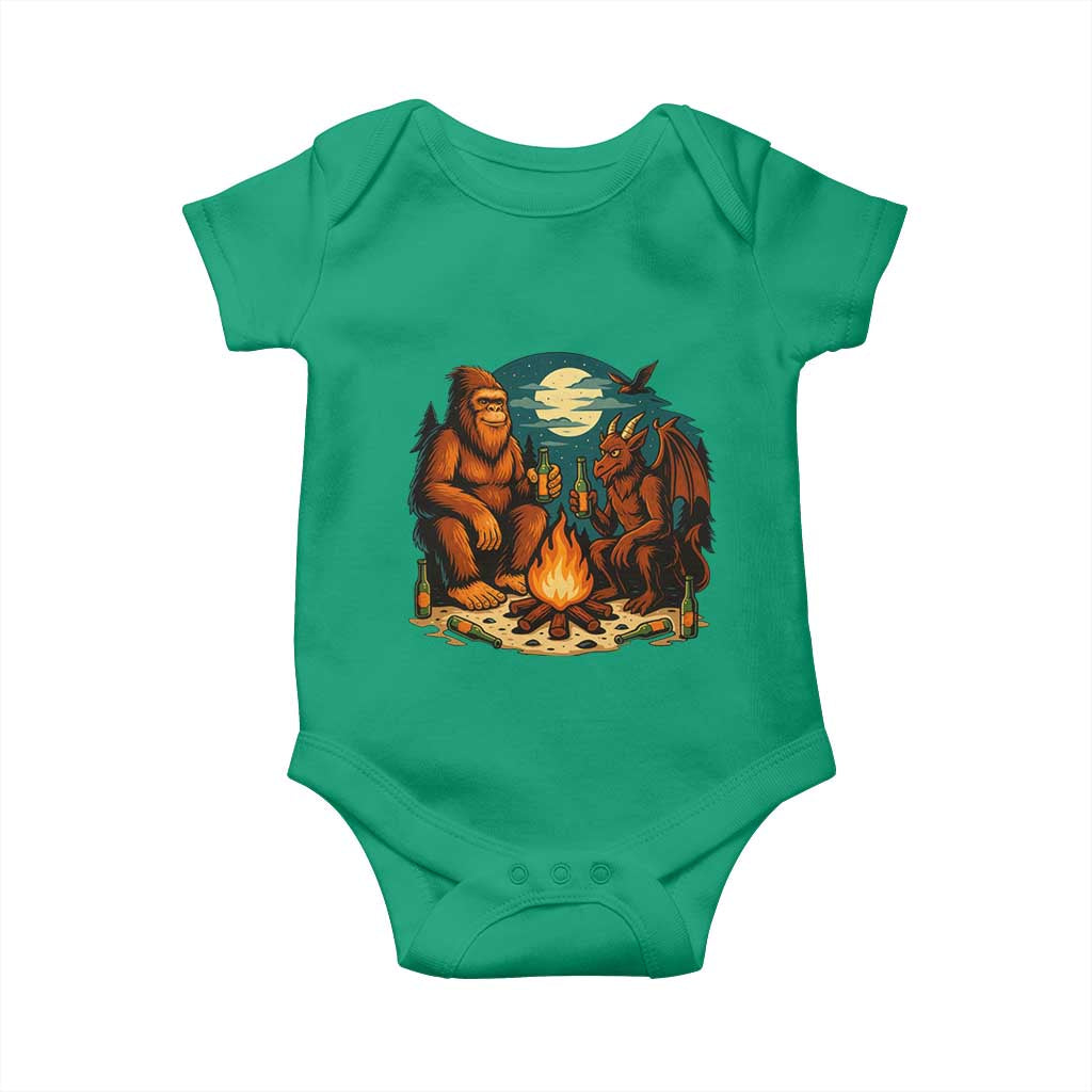 Funny Bigfoot And Jersey Devil Camping Cryptid Gift Baby Onesie TS12 Irish Green Print Your Wear