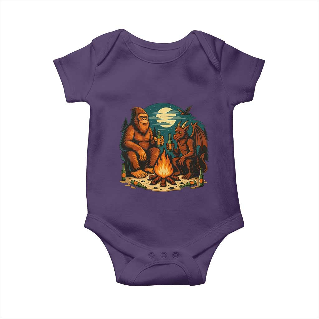 Funny Bigfoot And Jersey Devil Camping Cryptid Gift Baby Onesie TS12 Purple Print Your Wear