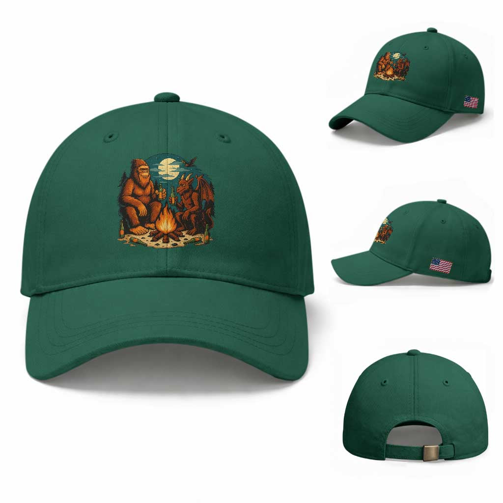Funny Bigfoot And Jersey Devil Camping Cryptid Gift Baseball Cap TS12 Baseball Cap Universal Fit Irish Green Print Your Wear