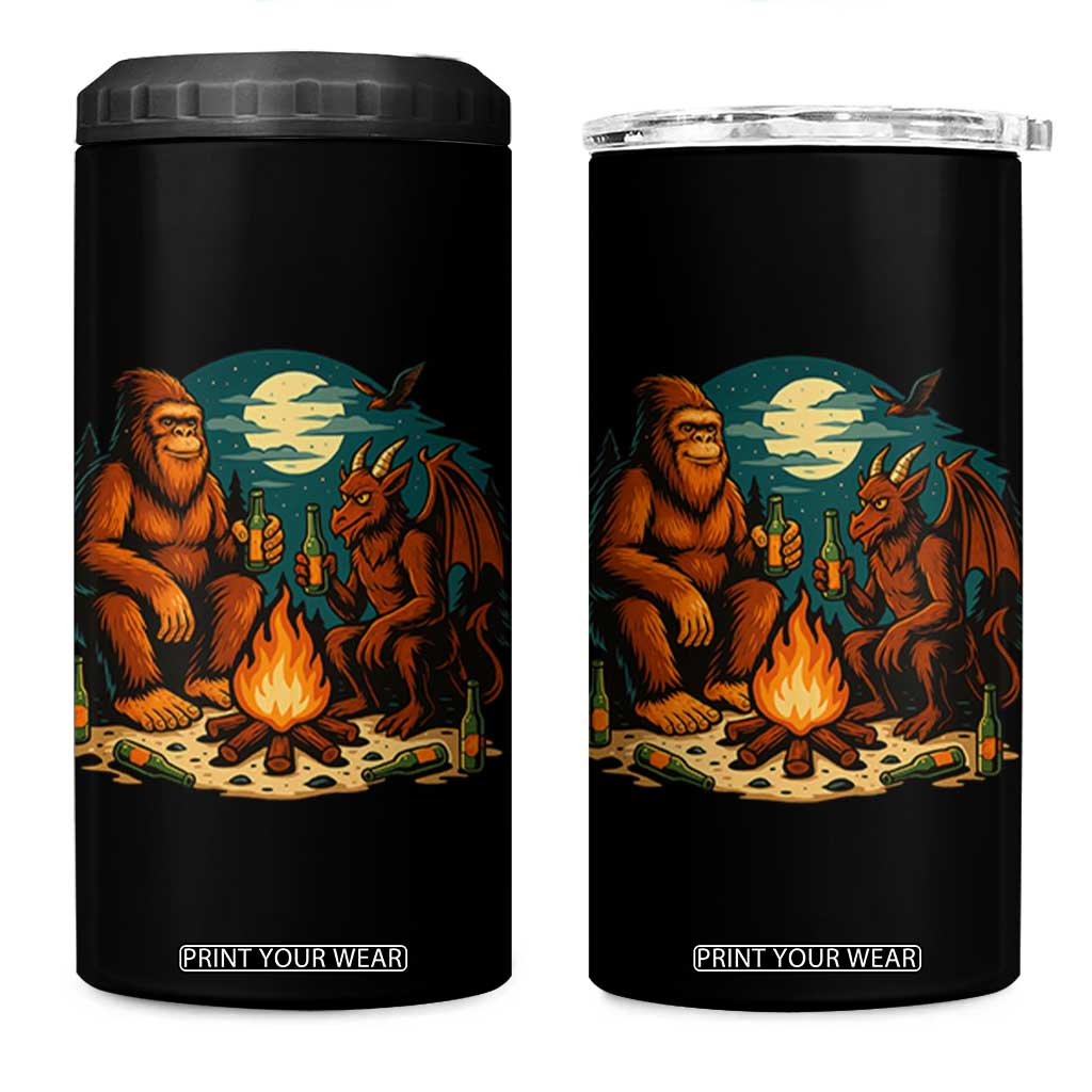 Funny Bigfoot And Jersey Devil Camping Cryptid Gift 4 in 1 Can Cooler Tumbler TS12 One Size: 16 oz Black Print Your Wear
