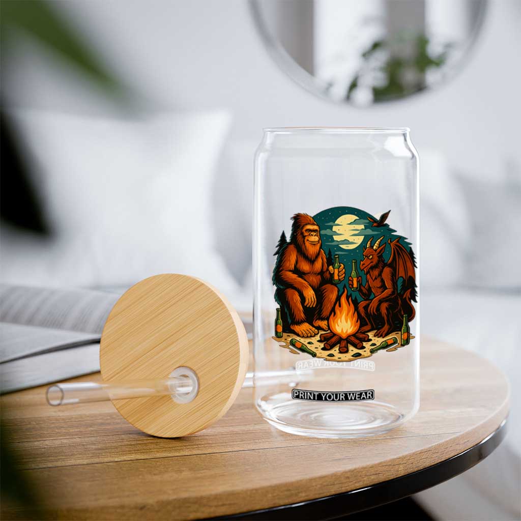 Funny Bigfoot And Jersey Devil Camping Cryptid Gift Glass Can TS12 Print Your Wear