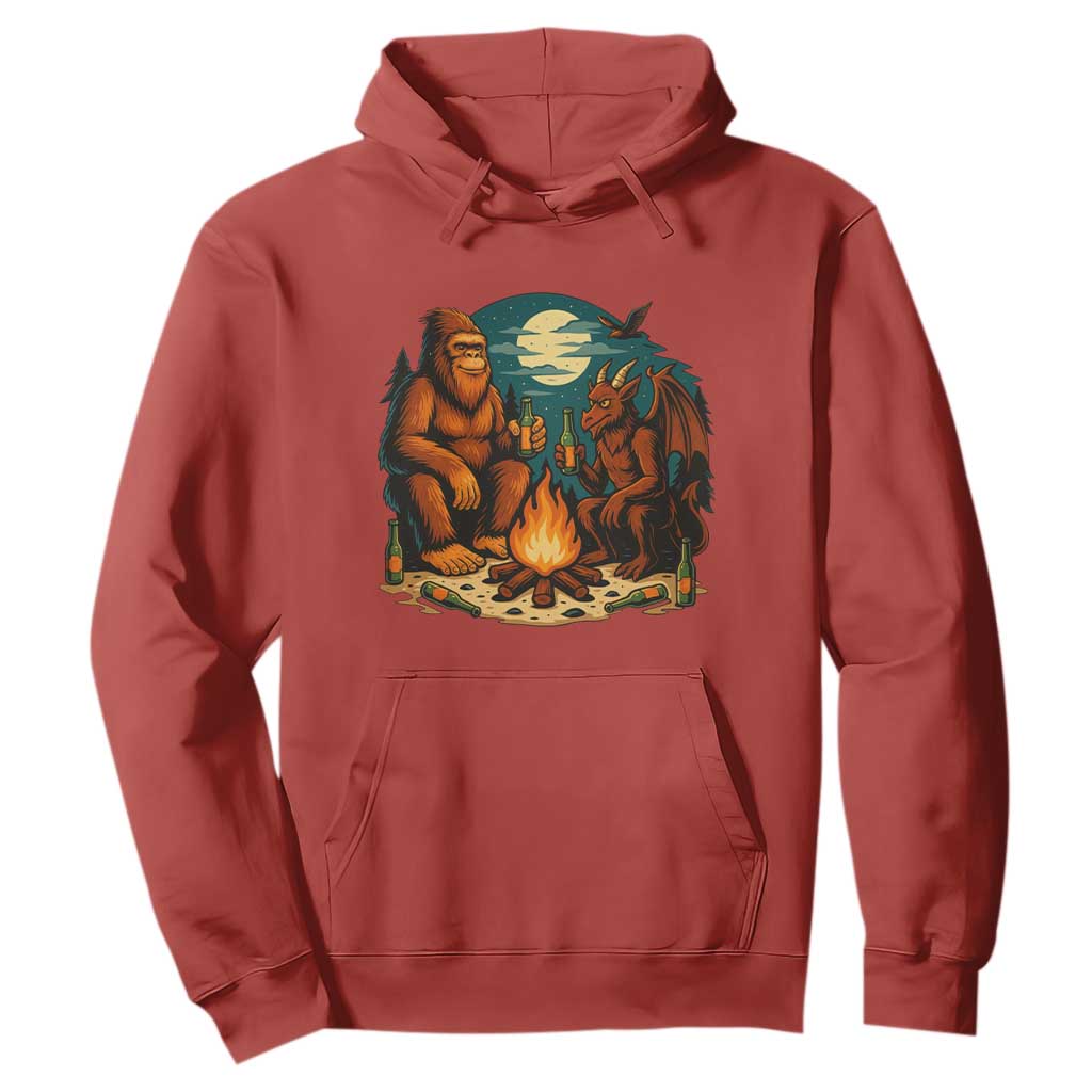 Funny Bigfoot And Jersey Devil Camping Cryptid Gift Hoodie TS12 Red Print Your Wear