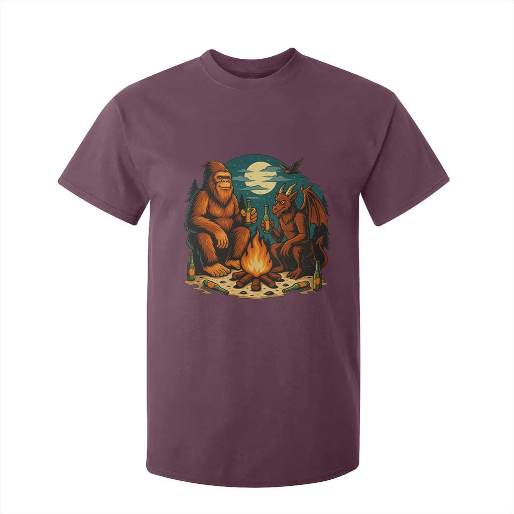 Funny Bigfoot And Jersey Devil Camping Cryptid Gift T Shirt For Kid TS12 Maroon Print Your Wear