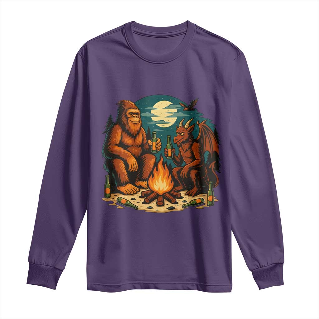 Funny Bigfoot And Jersey Devil Camping Cryptid Gift Long Sleeve Shirt TS12 Purple Print Your Wear