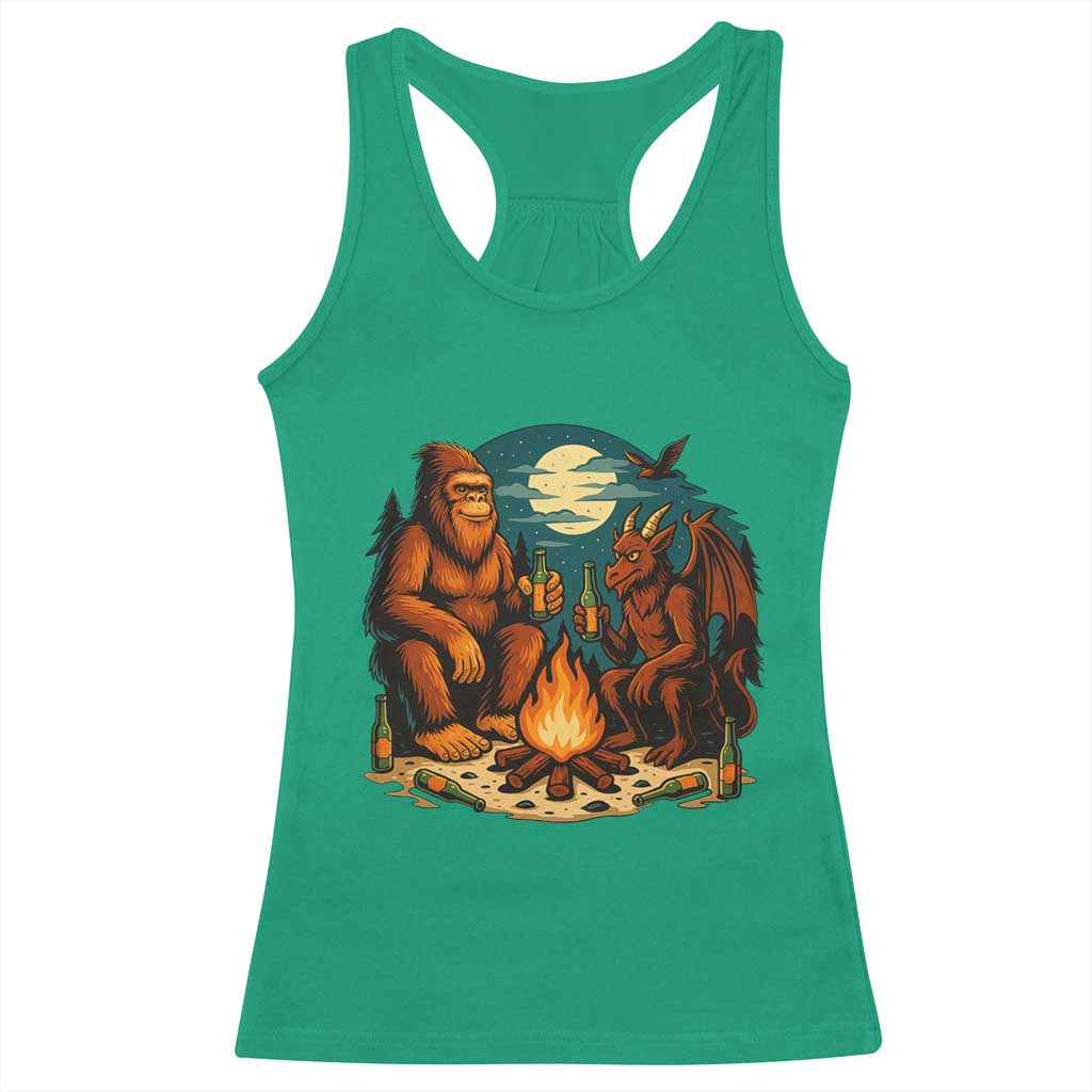 Funny Bigfoot And Jersey Devil Camping Cryptid Gift Racerback Tank Top TS12 Irish Green Print Your Wear