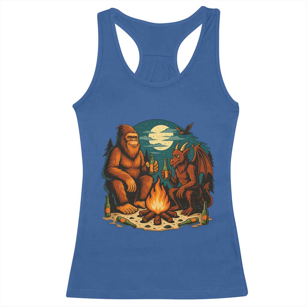 Funny Bigfoot And Jersey Devil Camping Cryptid Gift Racerback Tank Top TS12 Royal Blue Print Your Wear