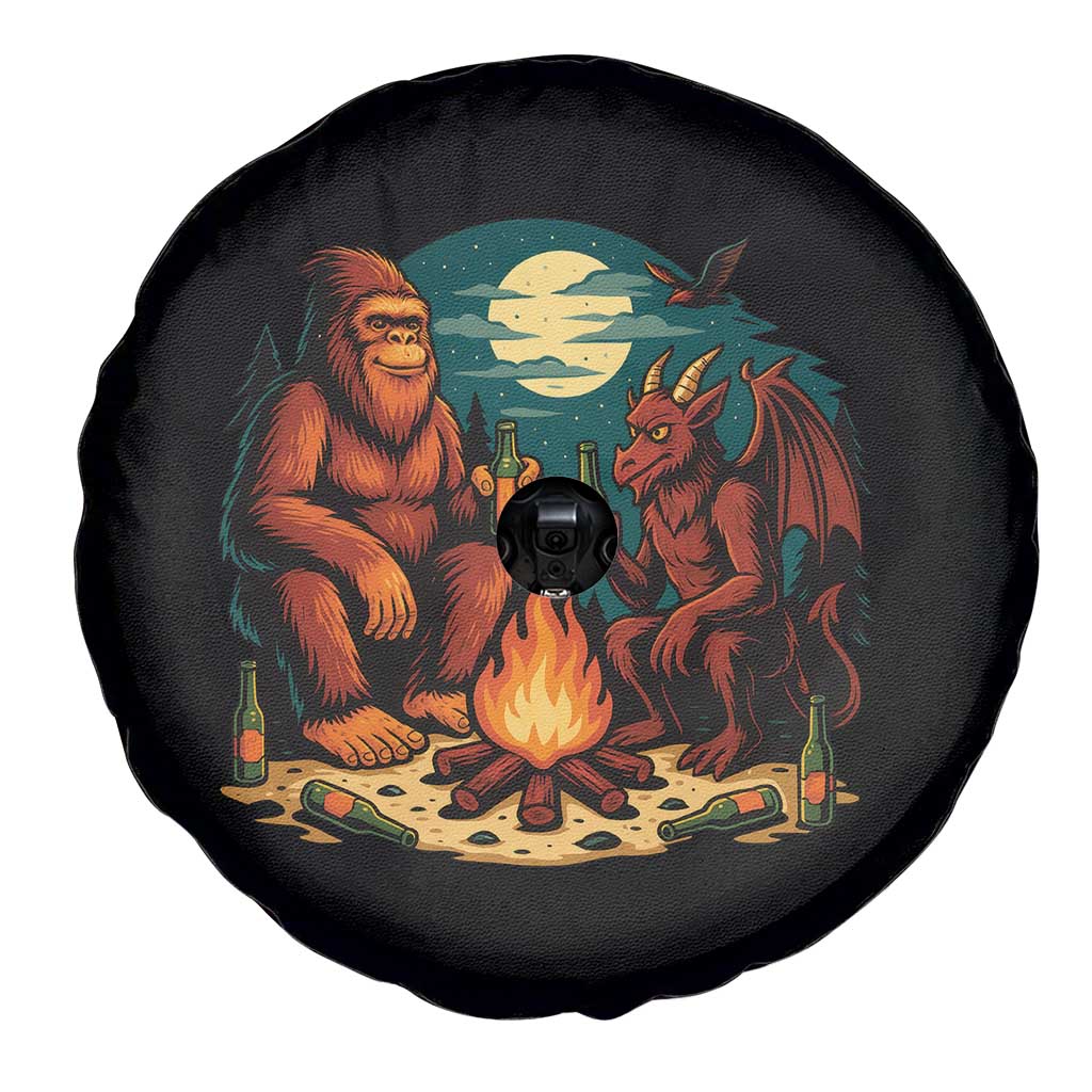 Funny Bigfoot And Jersey Devil Camping Cryptid Gift Spare Tire Cover TS12 Print Your Wear