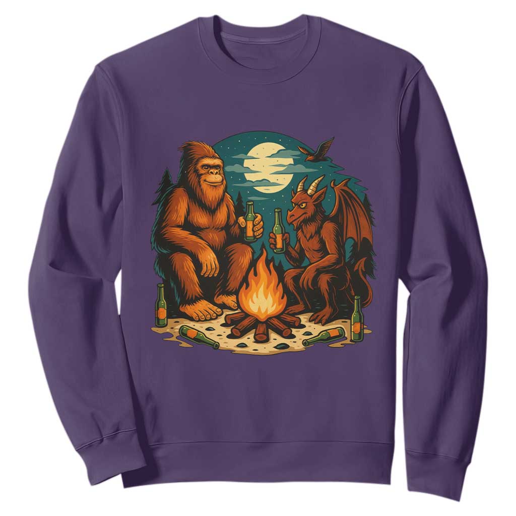 Funny Bigfoot And Jersey Devil Camping Cryptid Gift Sweatshirt TS12 Purple Print Your Wear