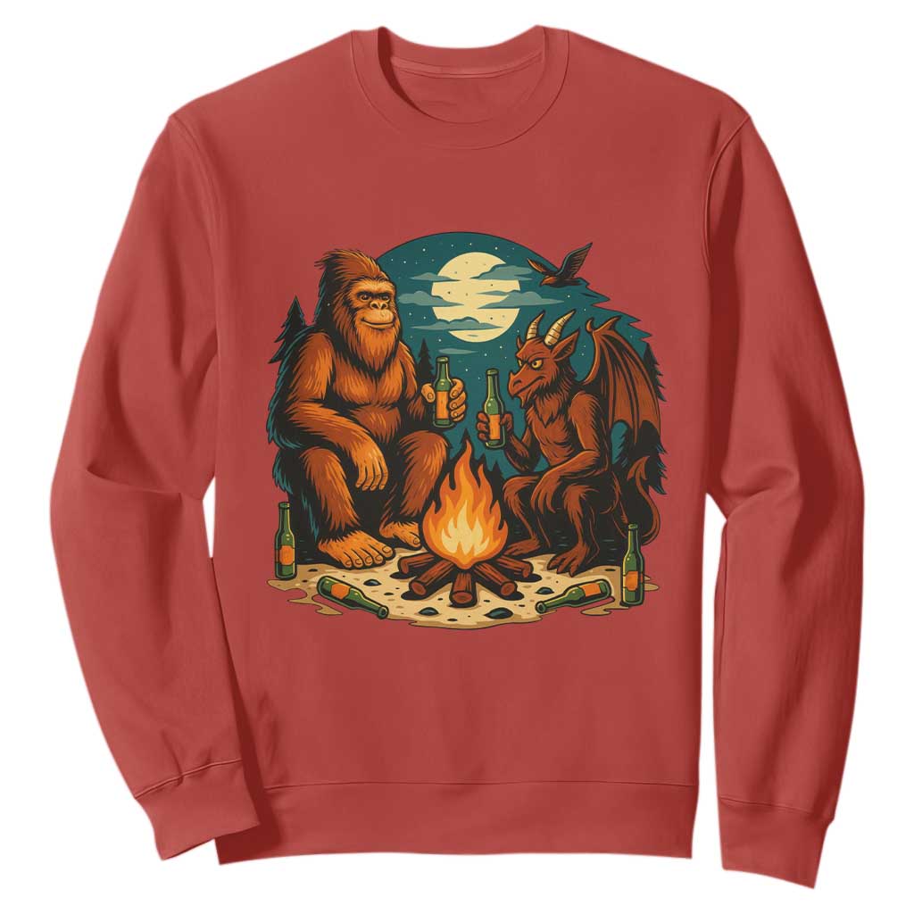 Funny Bigfoot And Jersey Devil Camping Cryptid Gift Sweatshirt TS12 Red Print Your Wear