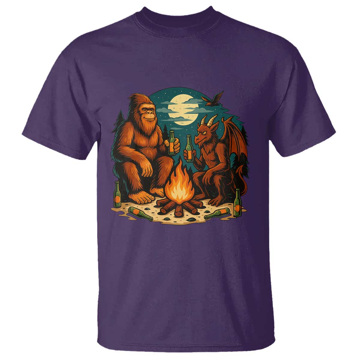 Funny Bigfoot And Jersey Devil Camping Cryptid Gift T Shirt TS12 Purple Print Your Wear
