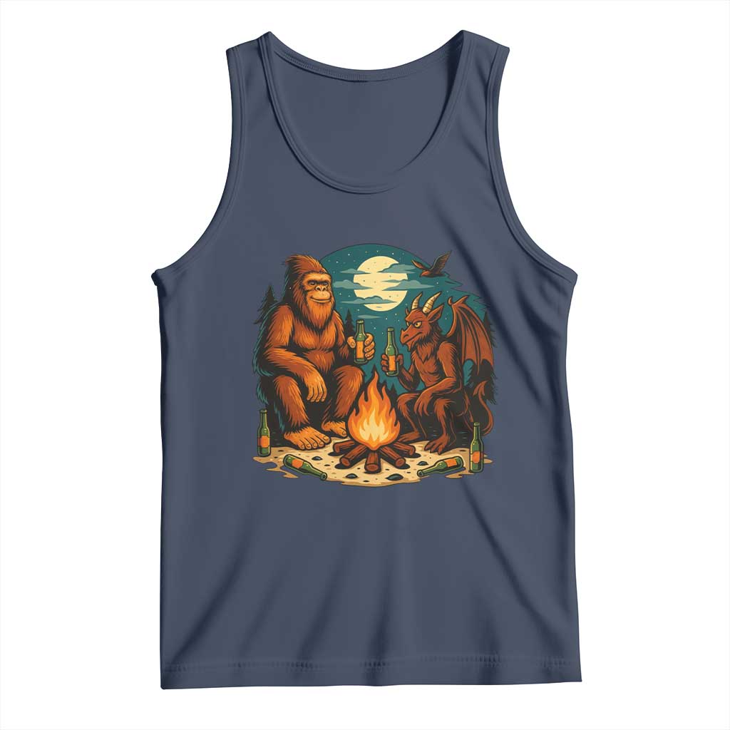 Funny Bigfoot And Jersey Devil Camping Cryptid Gift Tank Top TS12 Navy Print Your Wear