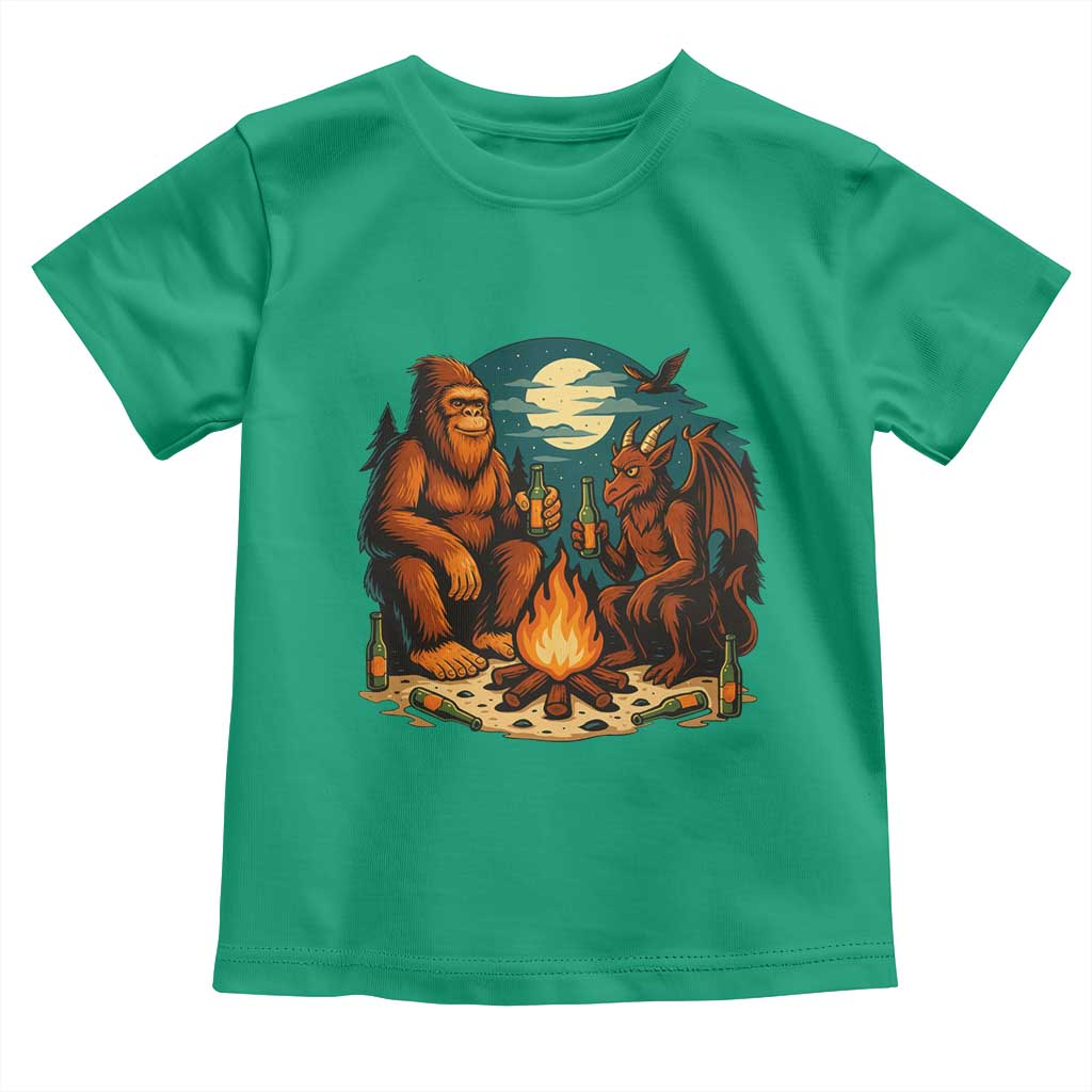 Funny Bigfoot And Jersey Devil Camping Cryptid Gift Toddler T Shirt TS12 Irish Green Print Your Wear