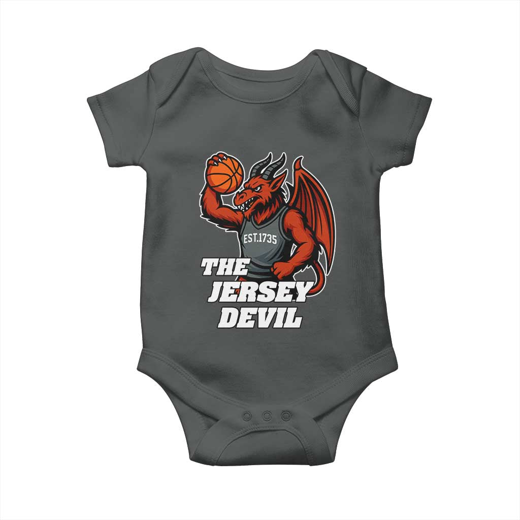 Funny Cryptid Sports Baby Onesie Jersey Devil Playing Basketball TS12 Dark Heather Print Your Wear
