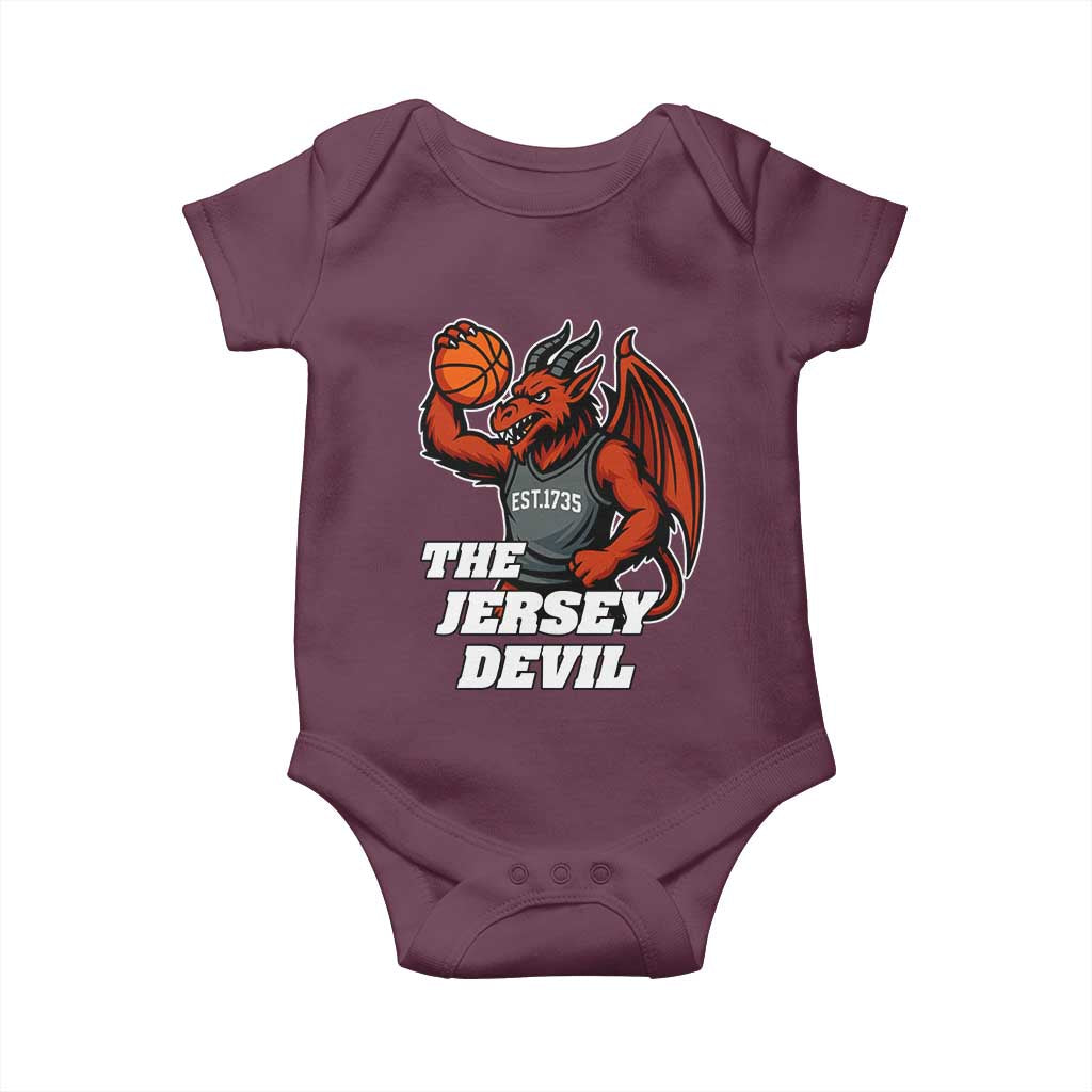 Funny Cryptid Sports Baby Onesie Jersey Devil Playing Basketball TS12 Maroon Print Your Wear