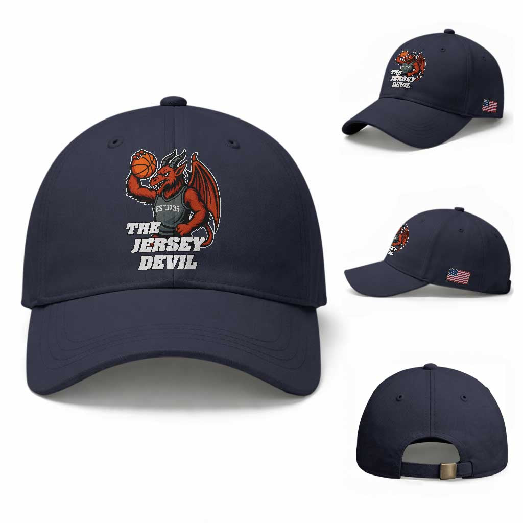 Funny Cryptid Sports Baseball Cap Jersey Devil Playing Basketball TS12 Baseball Cap Universal Fit Navy Print Your Wear