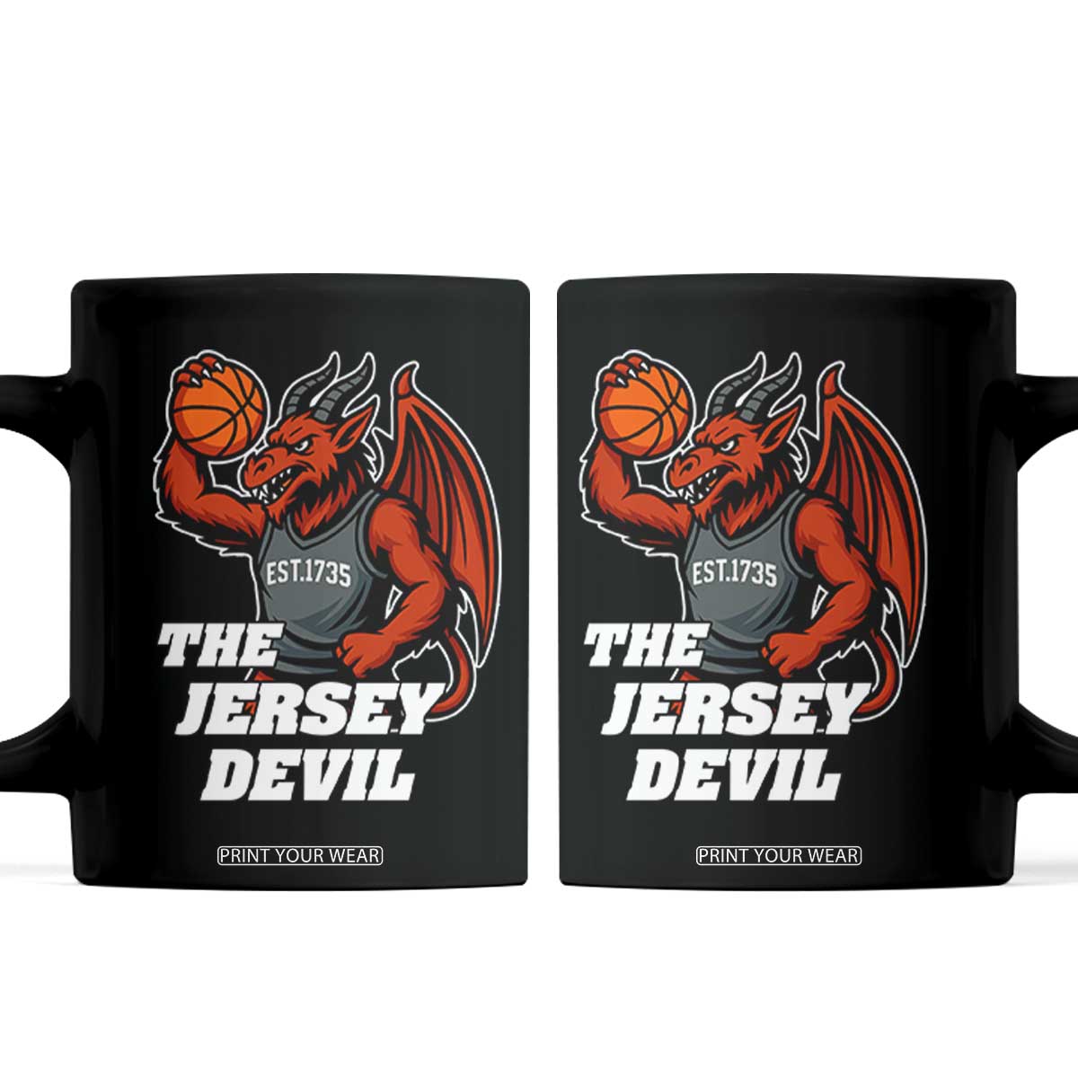 Funny Cryptid Sports Coffee Mug Jersey Devil Playing Basketball TS12 Black Print Your Wear