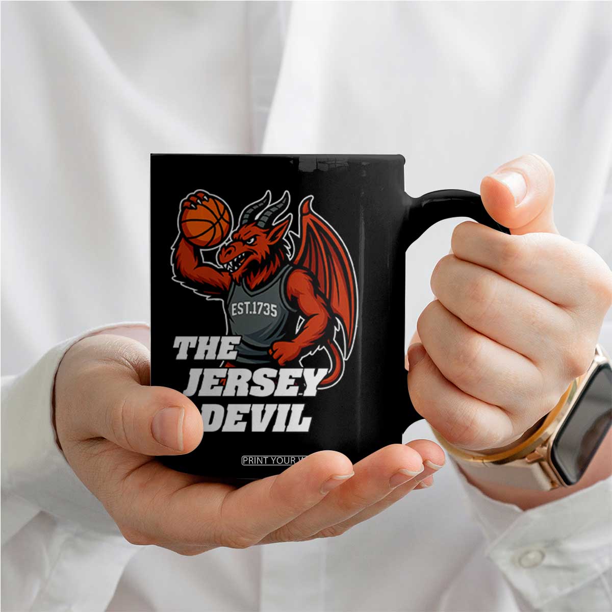 Funny Cryptid Sports Coffee Mug Jersey Devil Playing Basketball TS12 Print Your Wear