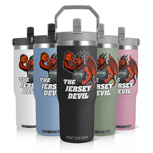 Funny Cryptid Sports Flip Straw Tumbler Jersey Devil Playing Basketball TS12 Print Your Wear