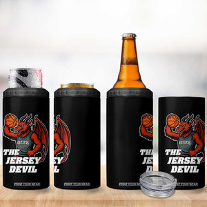 Funny Cryptid Sports 4 in 1 Can Cooler Tumbler Jersey Devil Playing Basketball TS12 Print Your Wear