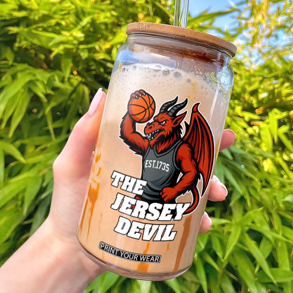 Funny Cryptid Sports Glass Can Jersey Devil Playing Basketball TS12 Black Print Your Wear