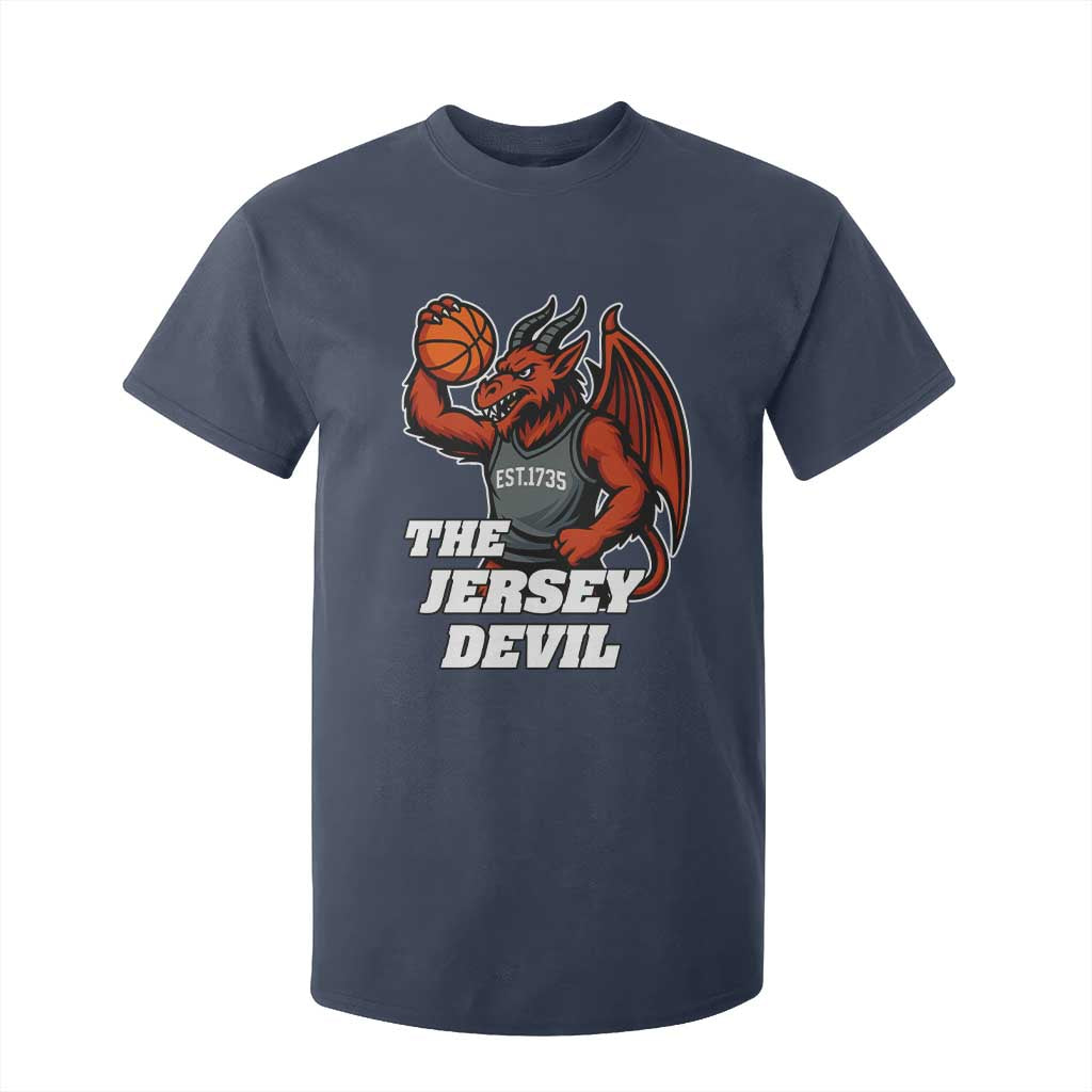 Funny Cryptid Sports T Shirt For Kid Jersey Devil Playing Basketball TS12 Navy Print Your Wear