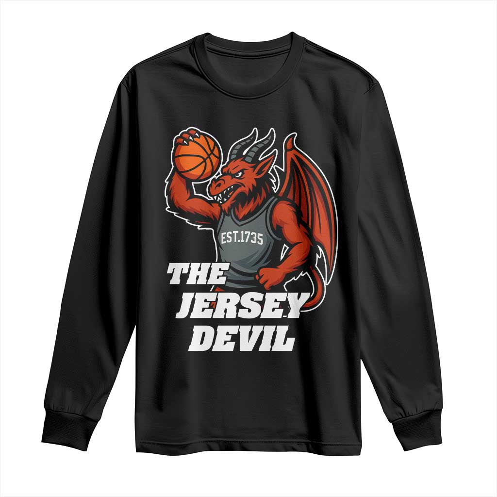 Funny Cryptid Sports Long Sleeve Shirt Jersey Devil Playing Basketball TS12 Black Print Your Wear