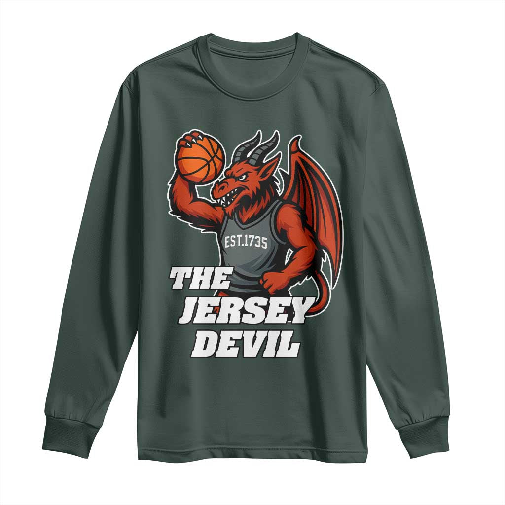 Funny Cryptid Sports Long Sleeve Shirt Jersey Devil Playing Basketball TS12 Dark Forest Green Print Your Wear