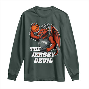 Funny Cryptid Sports Long Sleeve Shirt Jersey Devil Playing Basketball TS12 Dark Forest Green Print Your Wear