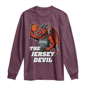 Funny Cryptid Sports Long Sleeve Shirt Jersey Devil Playing Basketball TS12 Maroon Print Your Wear