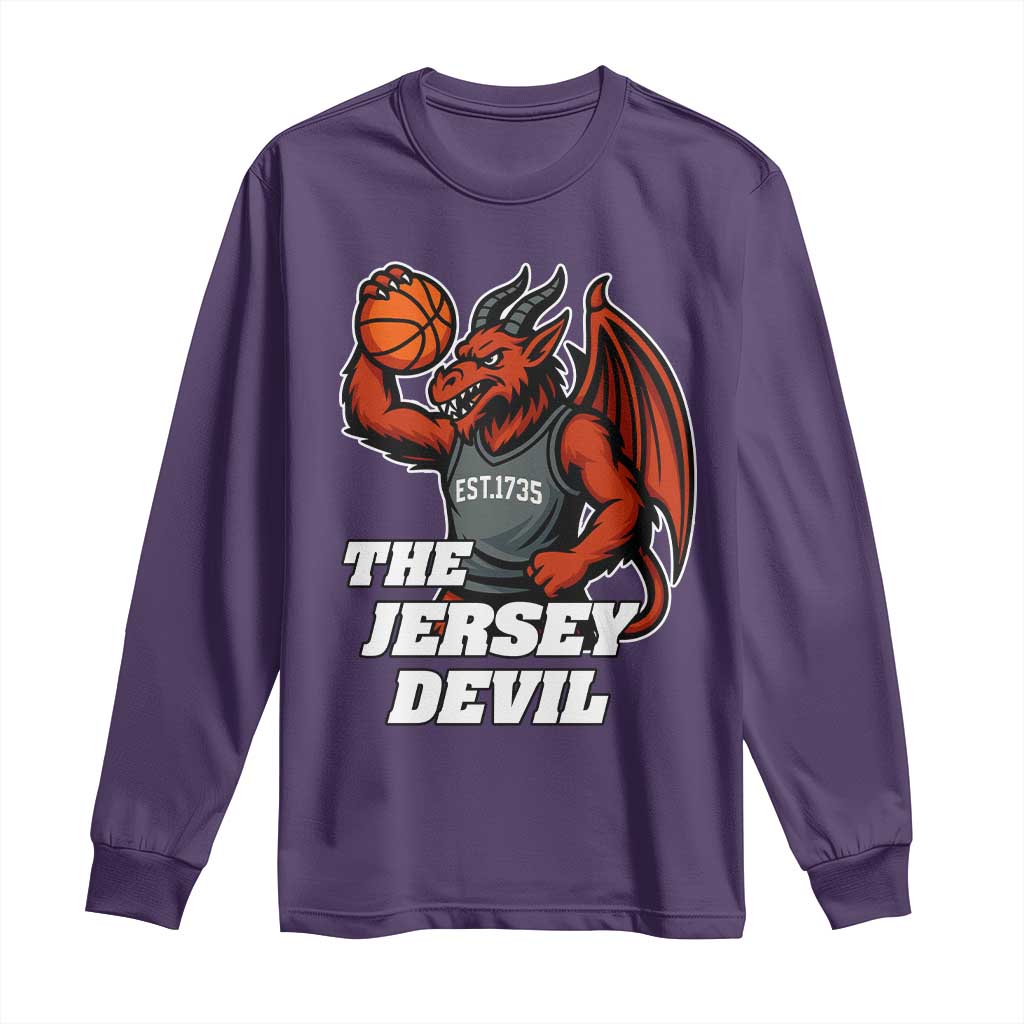Funny Cryptid Sports Long Sleeve Shirt Jersey Devil Playing Basketball TS12 Purple Print Your Wear