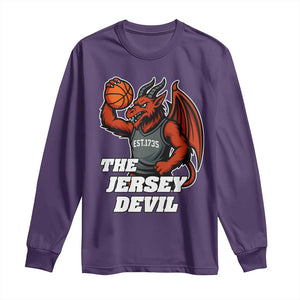 Funny Cryptid Sports Long Sleeve Shirt Jersey Devil Playing Basketball TS12 Purple Print Your Wear