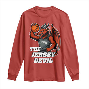 Funny Cryptid Sports Long Sleeve Shirt Jersey Devil Playing Basketball TS12 Red Print Your Wear