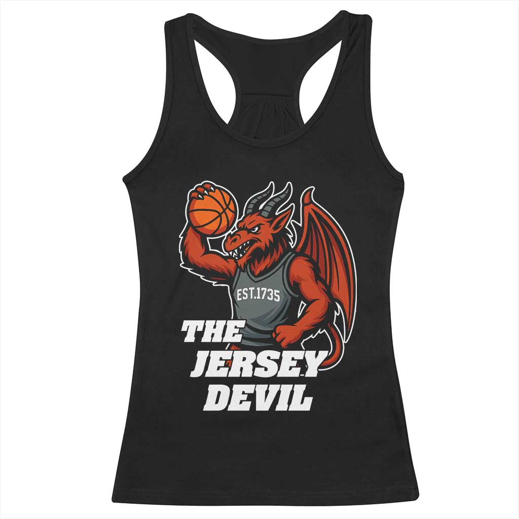 Funny Cryptid Sports Racerback Tank Top Jersey Devil Playing Basketball TS12 Black Print Your Wear