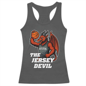 Funny Cryptid Sports Racerback Tank Top Jersey Devil Playing Basketball TS12 Dark Heather Print Your Wear