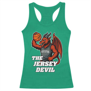 Funny Cryptid Sports Racerback Tank Top Jersey Devil Playing Basketball TS12 Irish Green Print Your Wear
